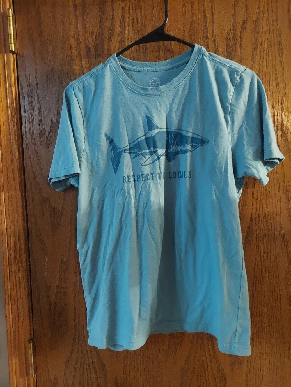 Wonder Nation Boys XL 14-16 Shark Respect The Locals Graphic T-Shirt Light Blue